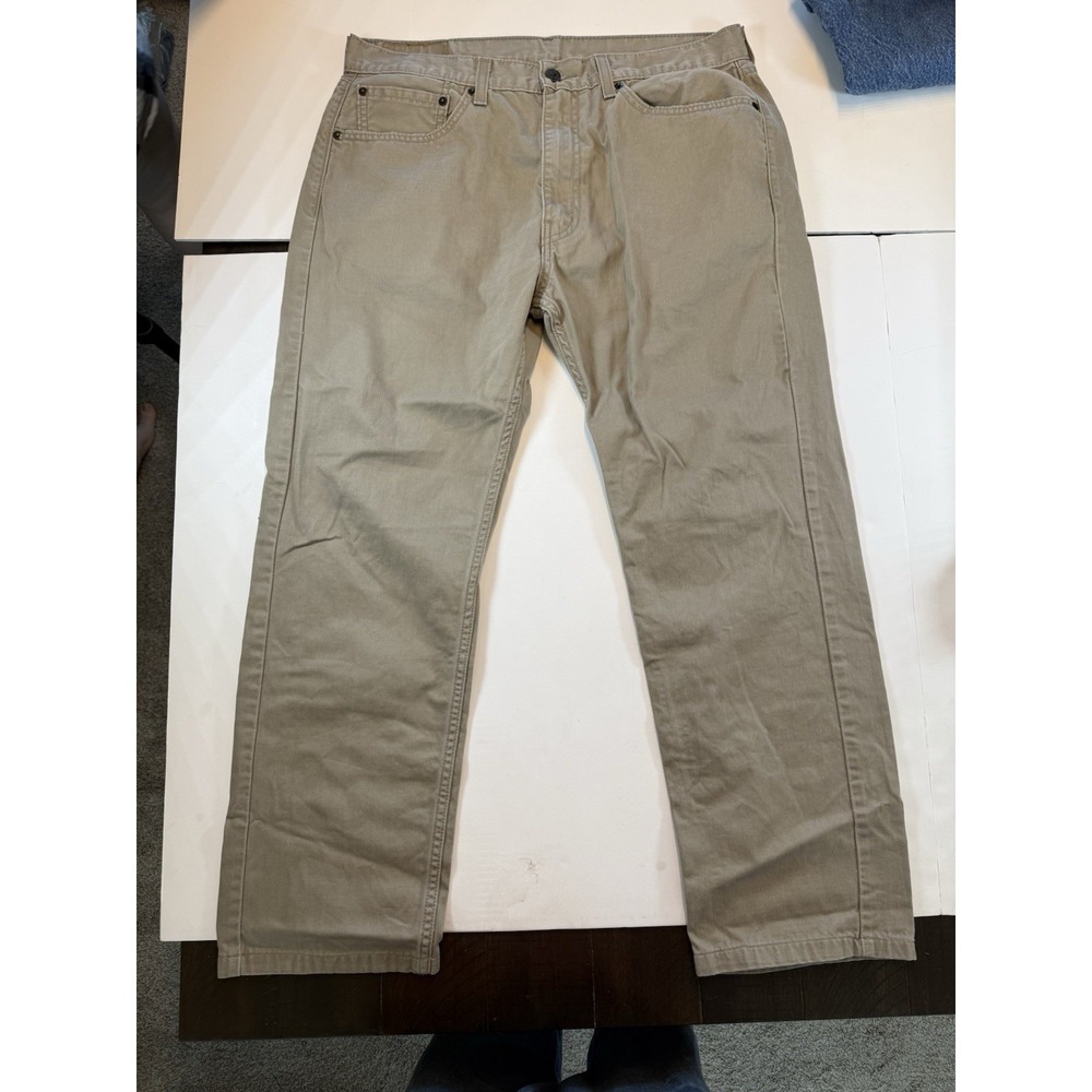 Levi's 505 Regular Fit Jeans Men's 36x32 Khaki Tan Straight Leg Waterless Denim